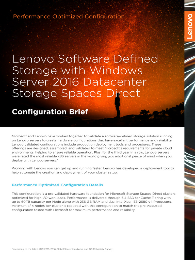 Lenovo S2D PerformanceOptimized 052617 | PDF | Scalability | Solid ...