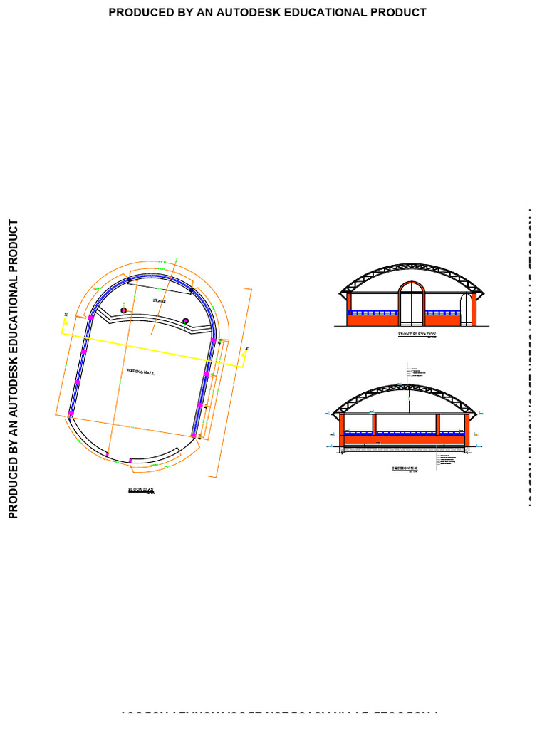 Wedding Hall Floor Plan and Elevation | PDF