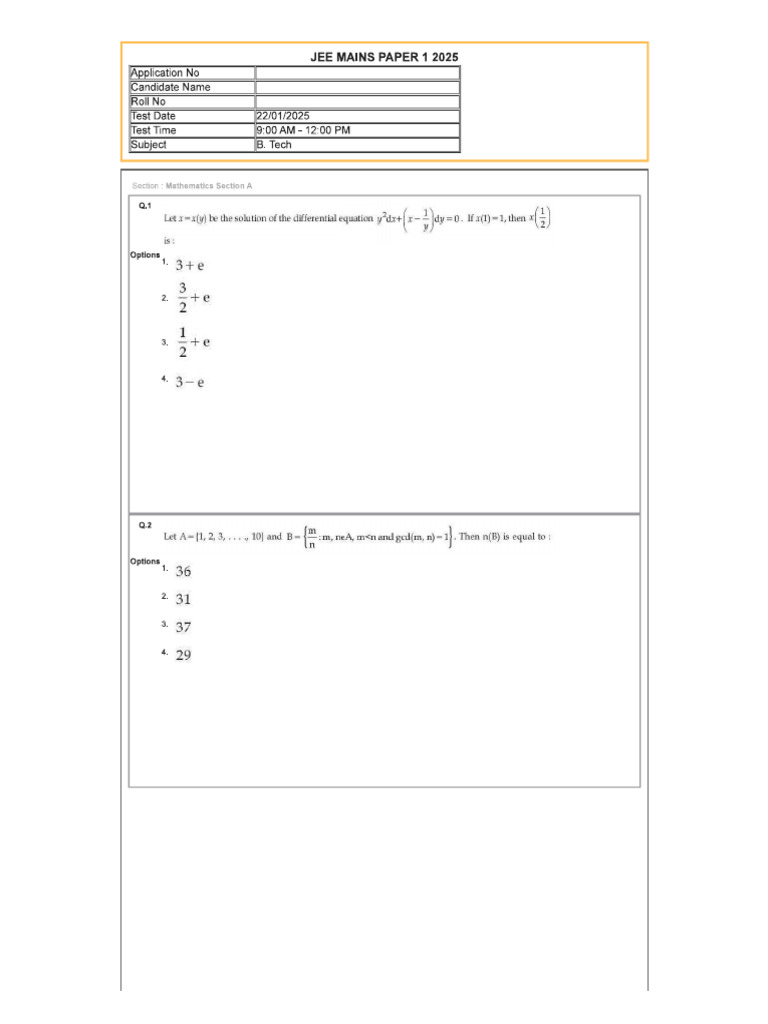 Jee Jan Attempt Paper-1 | PDF