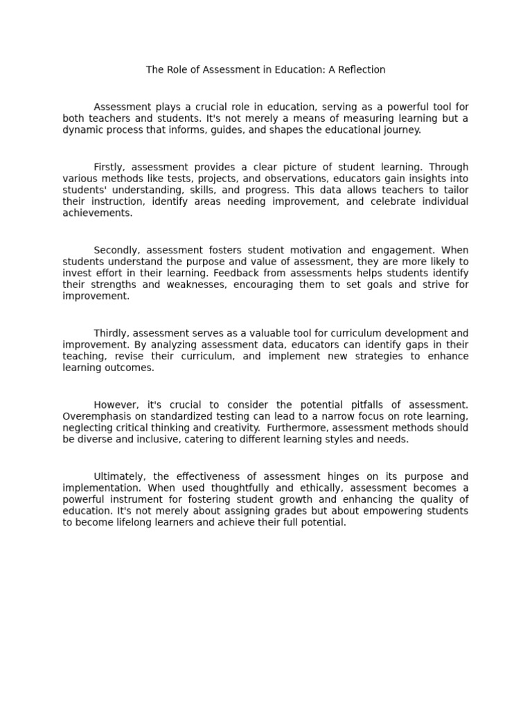 Importance of Assessment in Education | PDF