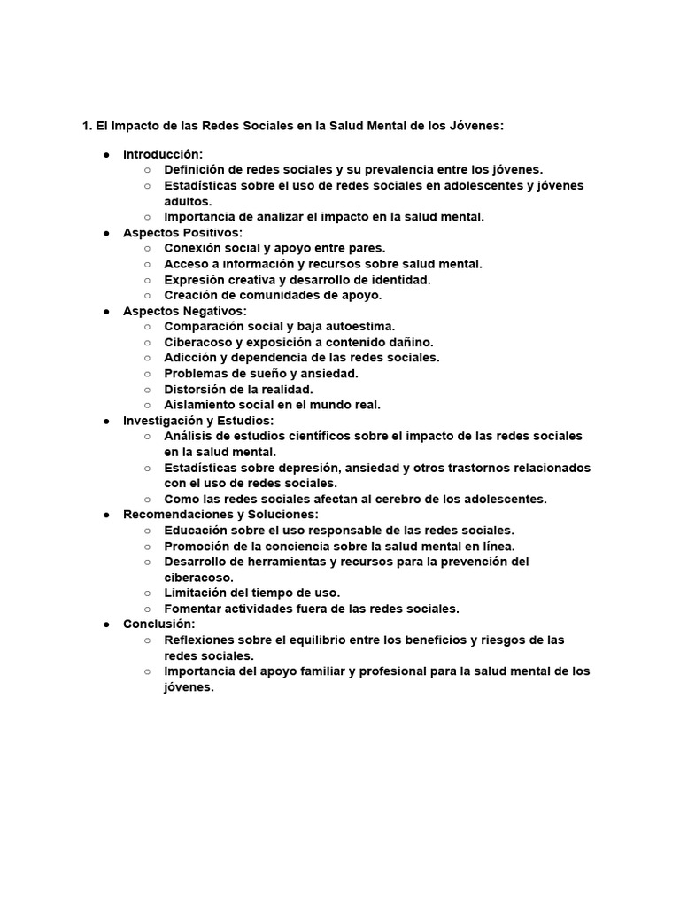 El Impacto de Las Redes Sociales en La Salud Mental de Los Jóvenes | PDF