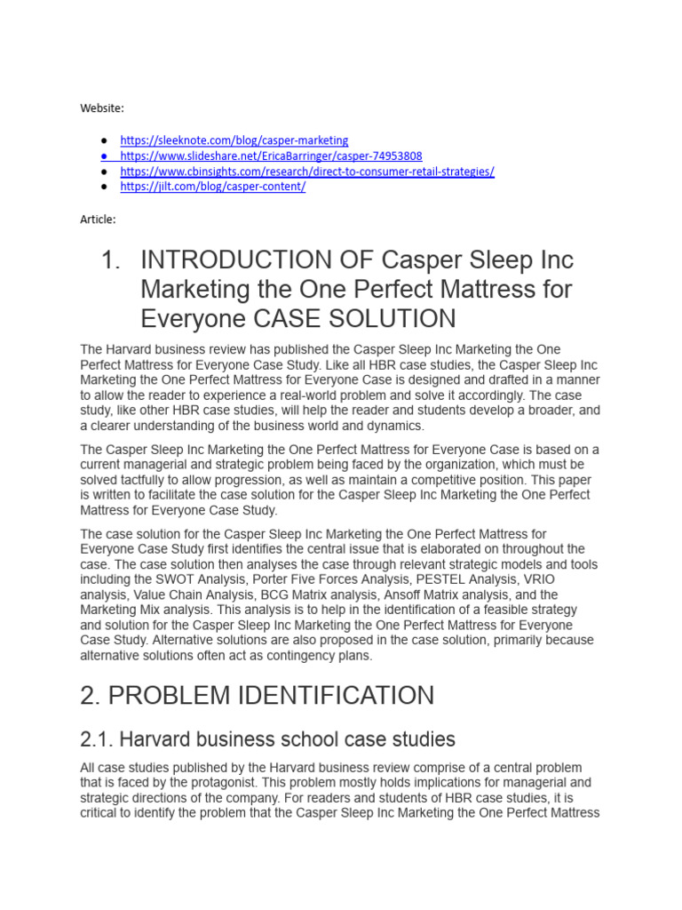 Evaluating Casper's Market Strategies | PDF | Marketing | Supply Chain