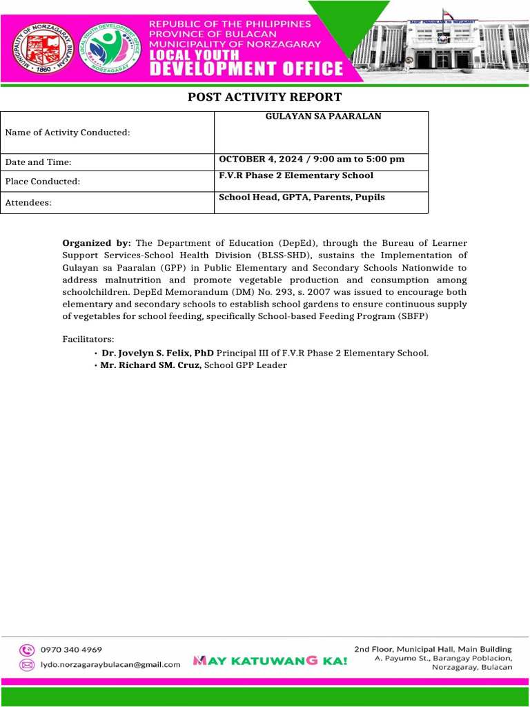 LYDO - US Embassy Post Activity Report | PDF | Vegetables | Agriculture