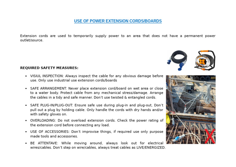 Safety Moment - Extensions Cords | PDF