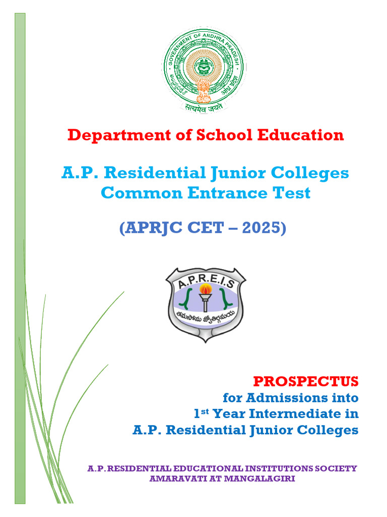 APRJC CET 2025 Admission Prospectus | PDF