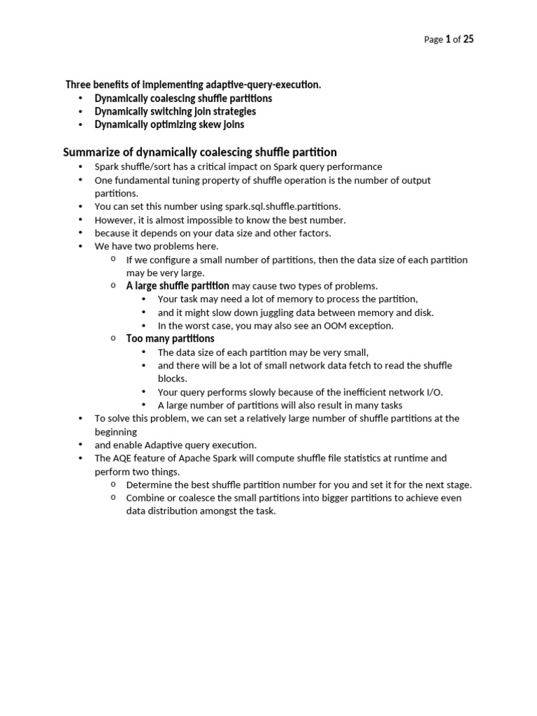 Benefits of Adaptive Query Execution in Spark | PDF | Cache (Computing ...