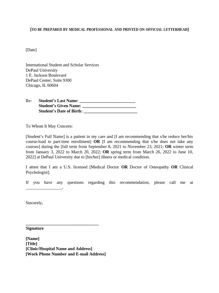 RCL Sample Letter From Doctor | PDF