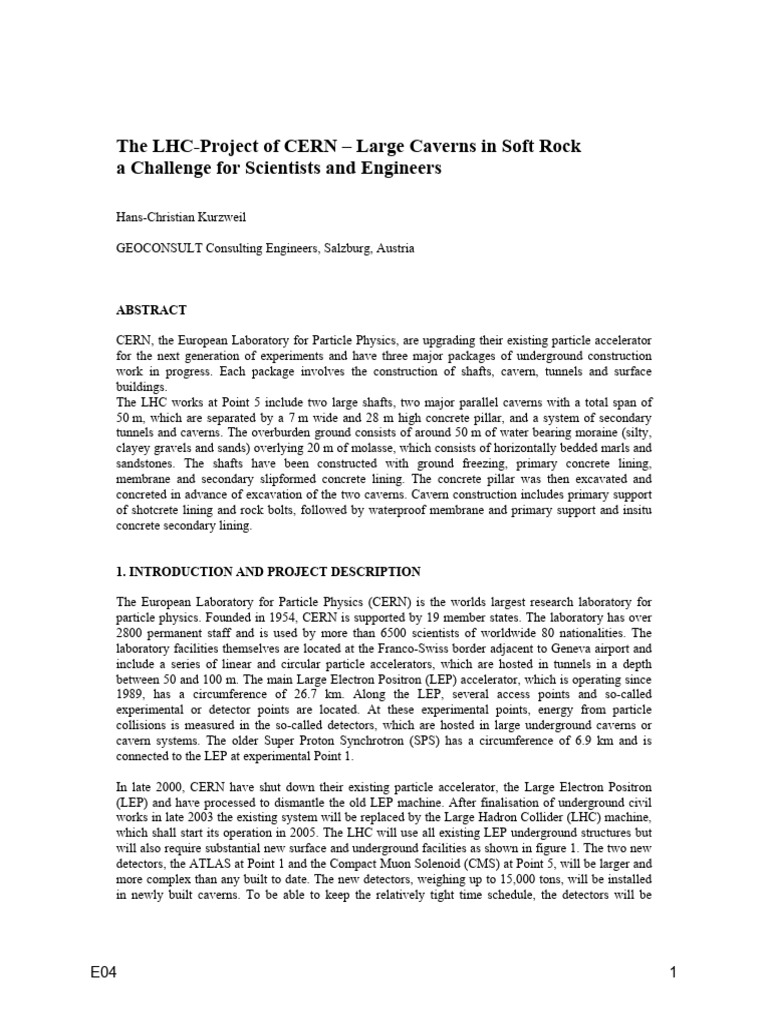 The LHC-Project of CERN Ñ Large Caverns in Soft Rock Geoconsult - Paper ...