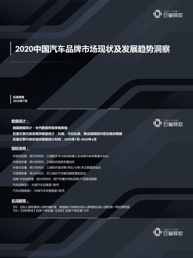 2020中国汽车品牌市场现状及发展趋势洞察| PDF