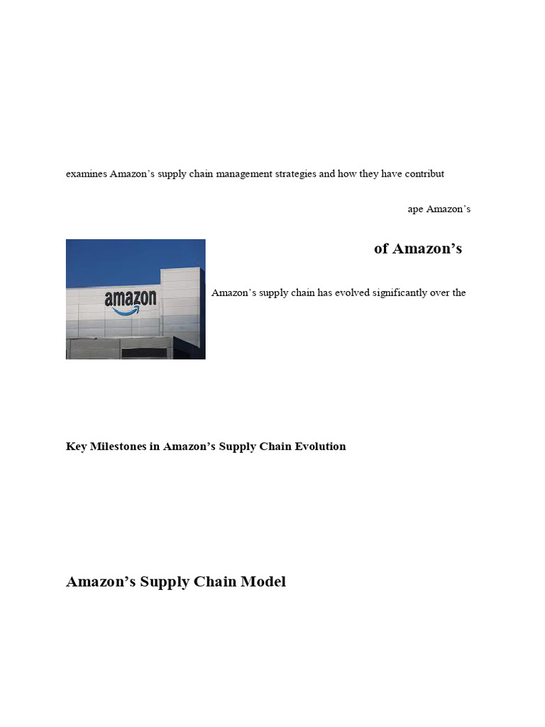 Amazon Supply Chain Management Success | PDF | Supply Chain | Logistics