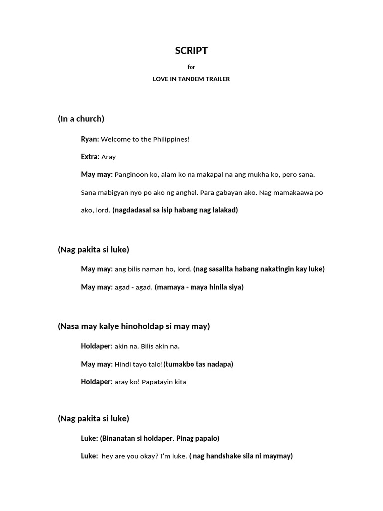 Love in Tandem - Script | PDF