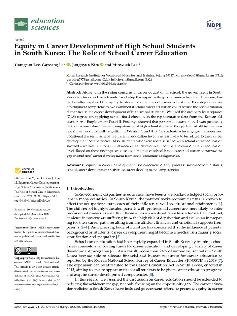 education-11-00020 | PDF | Socioeconomic Status | Survey Methodology