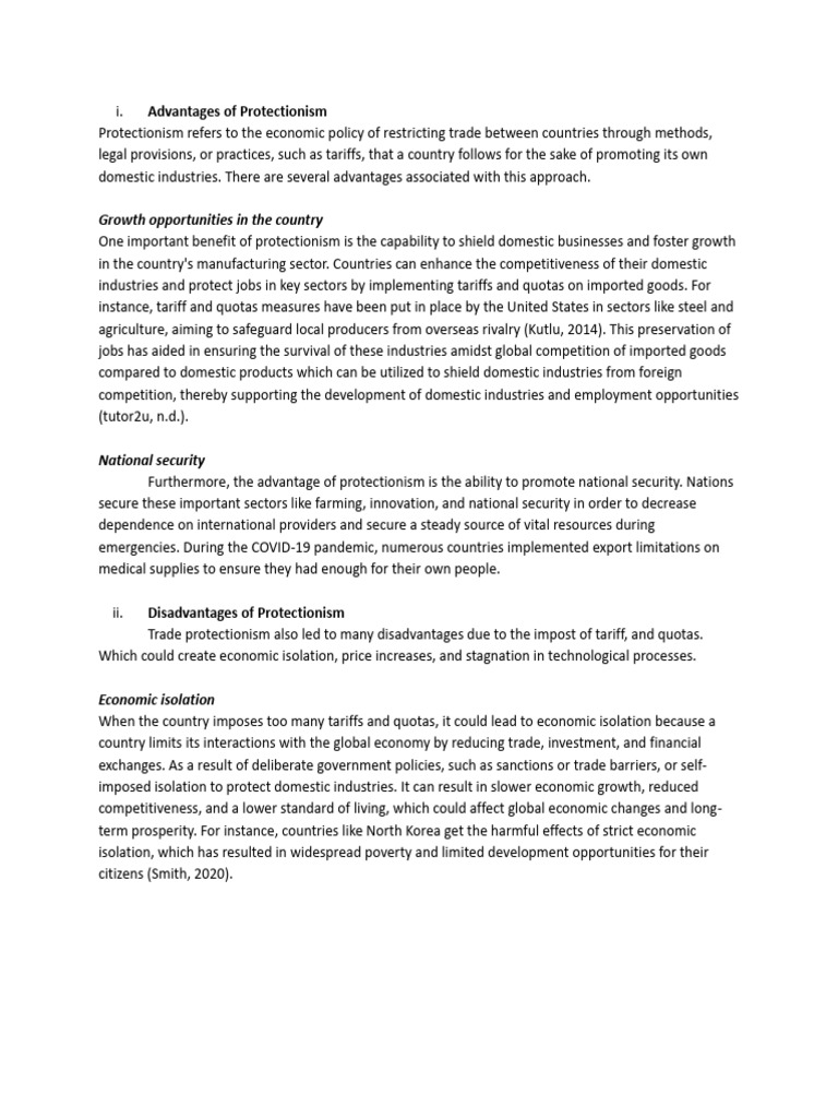 Advantages and Disadvantages of Protectionism | PDF | Protectionism ...
