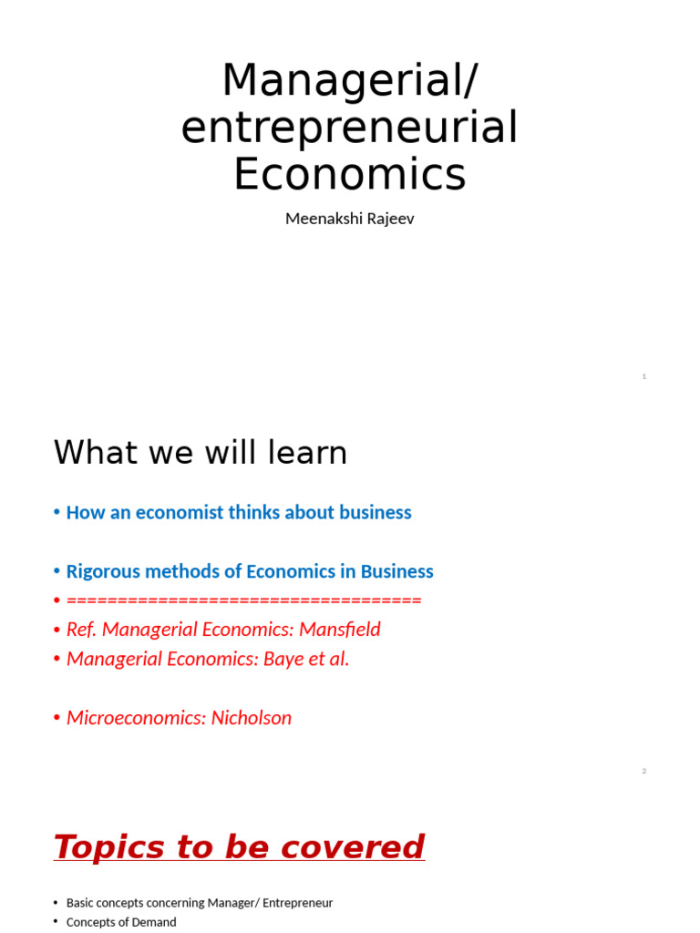 Managerial Economics: Key Concepts Explained | PDF | Profit (Economics ...