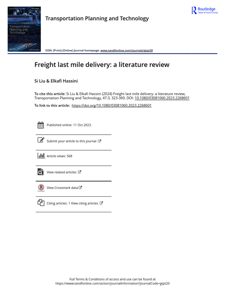 Last Mile Delivery Literature Review | PDF | Logistics | Warehouse