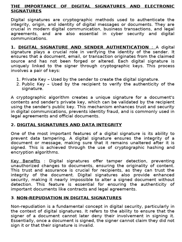Importance of Digital Signatures in Security | PDF | Public Key ...