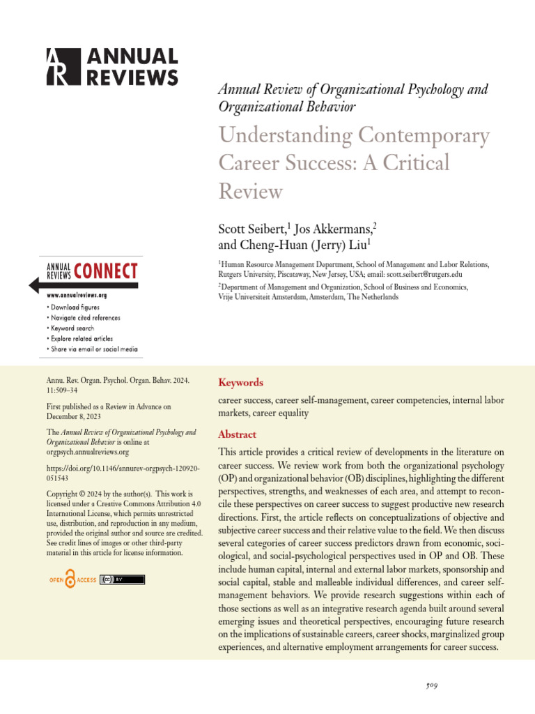 Career Success Pdf Psychology Labour Economics