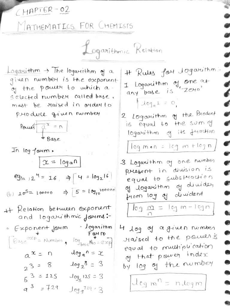 Logarithm Concepts for Chemists | PDF | Arithmetic
