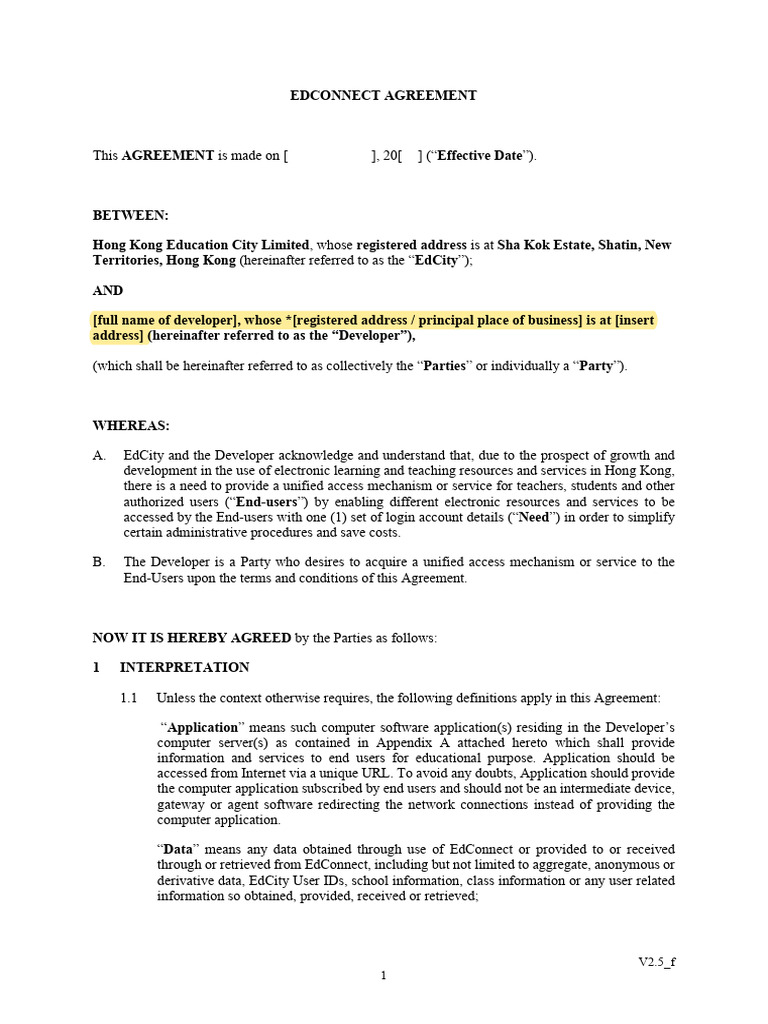 EdConnect Agreement Overview | PDF | Application Software | Breach Of ...