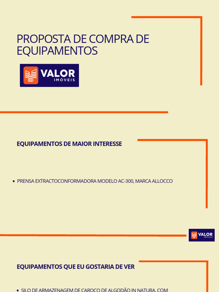 Proposta de Compra de Equipamentos Agrícolas | PDF