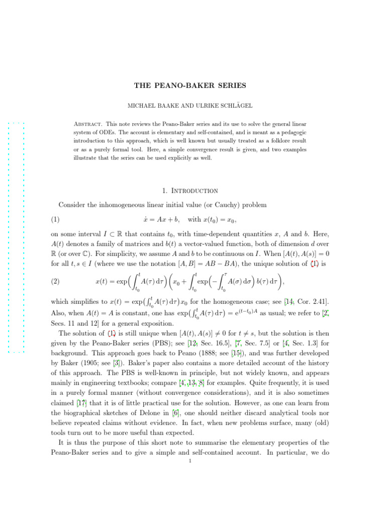 Peano-Baker Series Explained | PDF | Exponential Function | Matrix ...