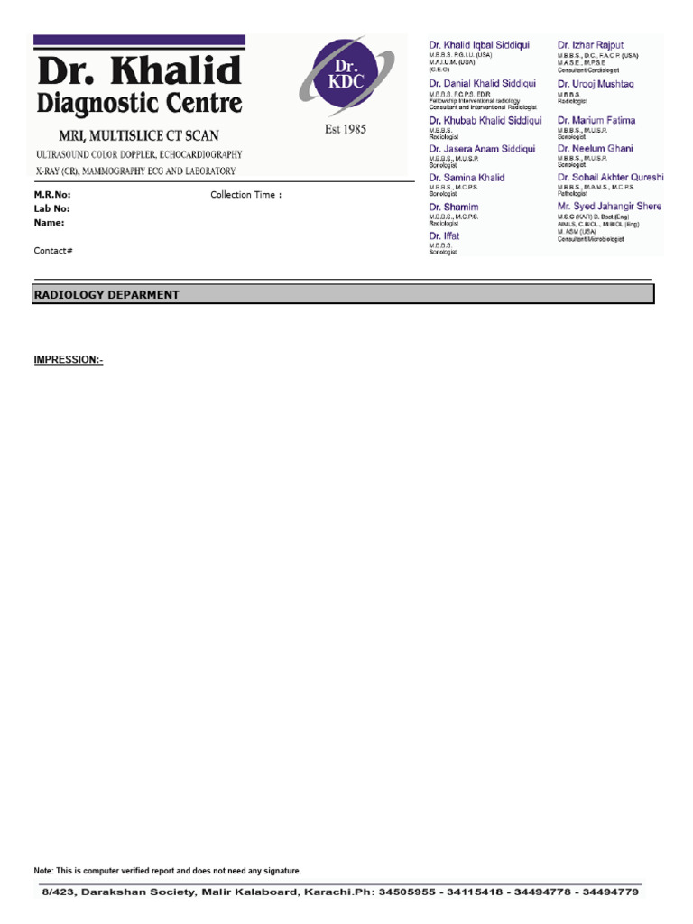 Radiology Report Summary | PDF
