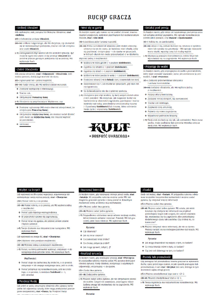 KULT Ruchy Gracza PL | PDF