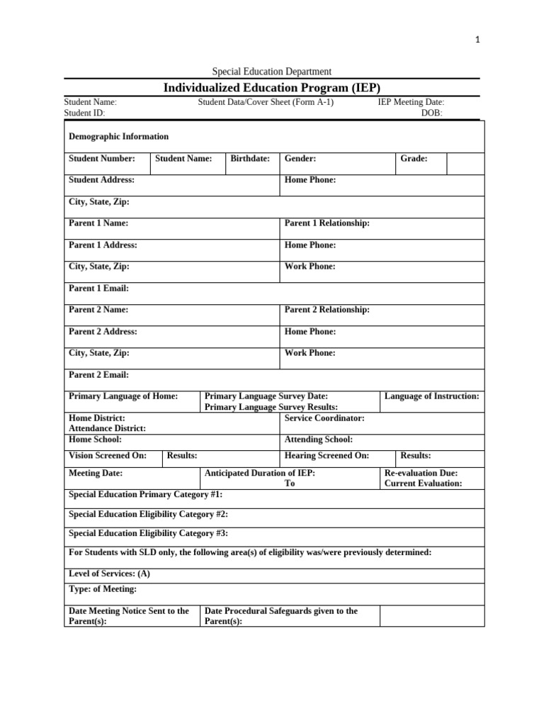 IEP Overview and Student Services | PDF | Individualized Education ...