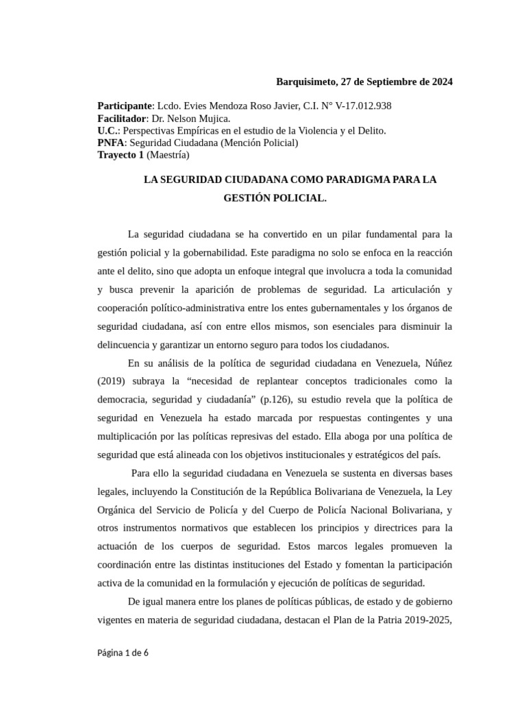 Seguridad Ciudadana y Gestión Policial | PDF | Valores | Policía
