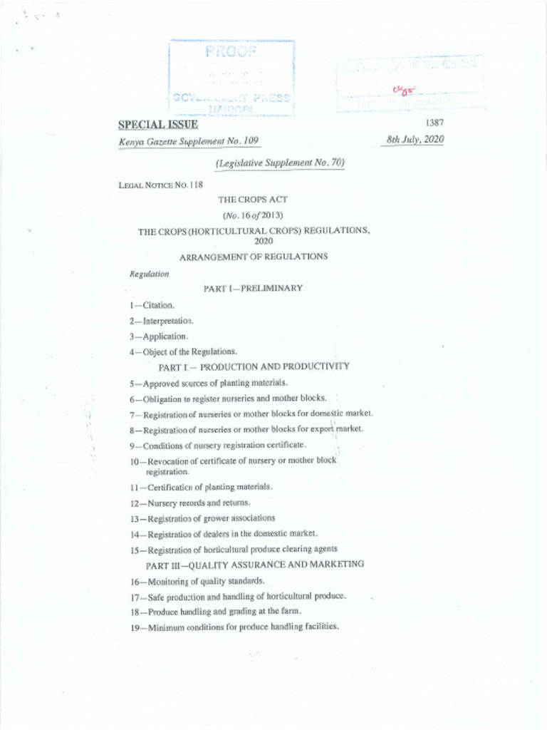 The Crops (Horticultural Crops) Regulations, 2020 STAMPED. | PDF