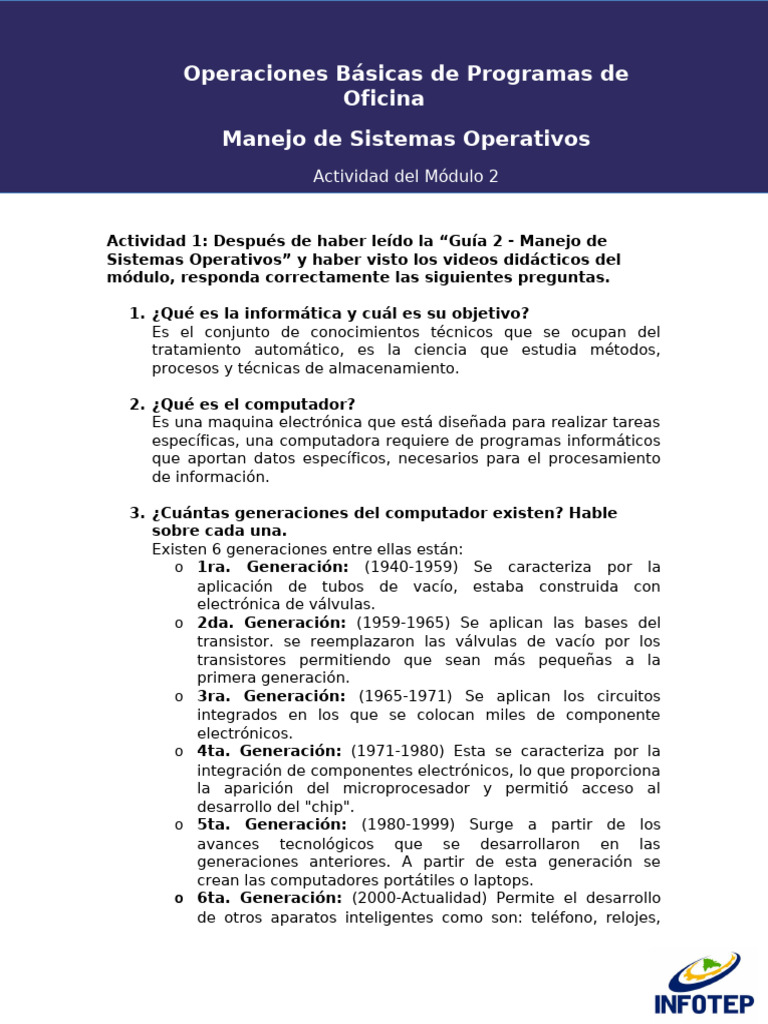 Actividad - Módulo 2 Infotep | PDF | Hardware de la computadora ...