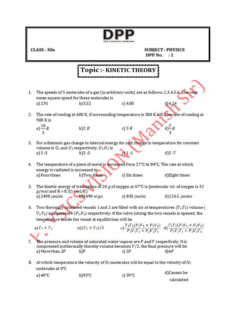 Kinetic Theory of Gases Overview | PDF | Gases | Temperature