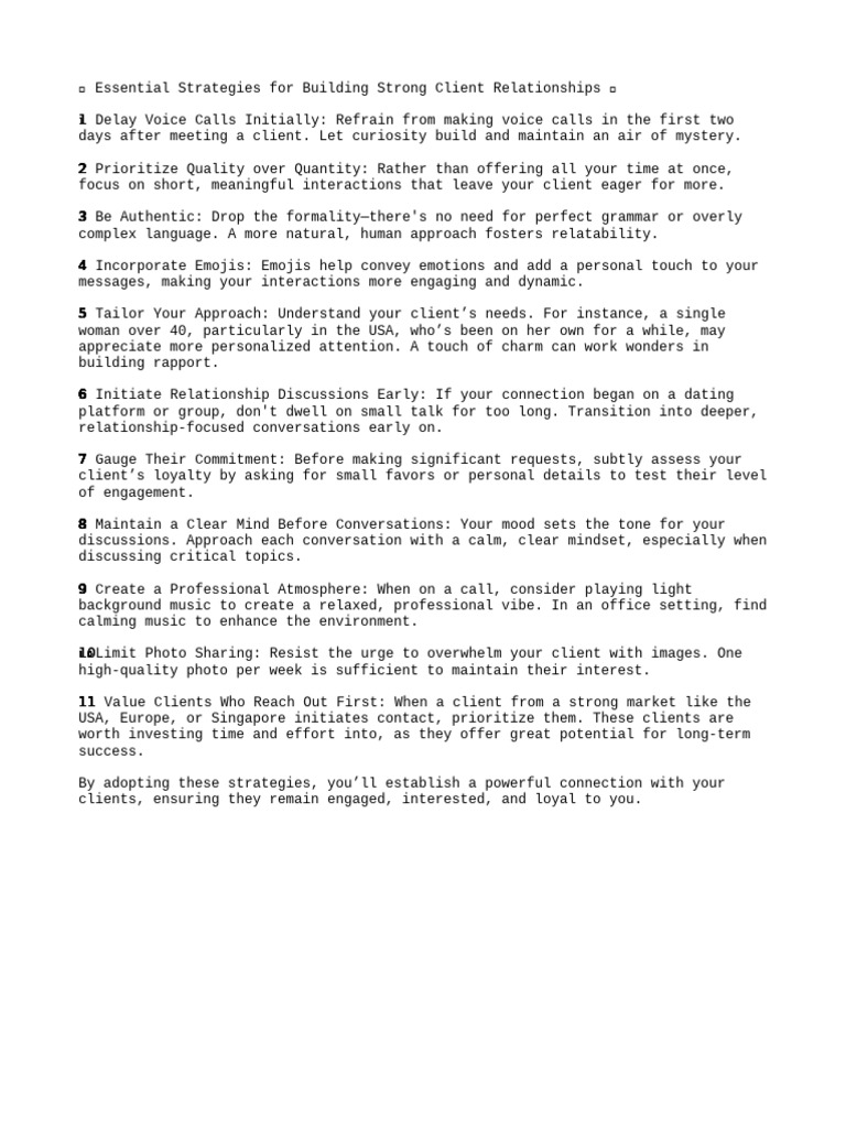 Client Relationship Building Strategies | PDF