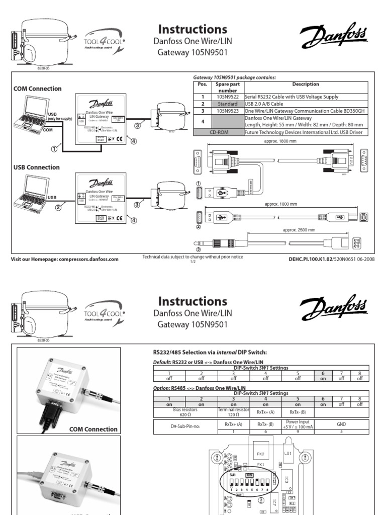 Danfoss One Wire/LIN Gateway 105N9501 | PDF | Usb | Electronic Engineering