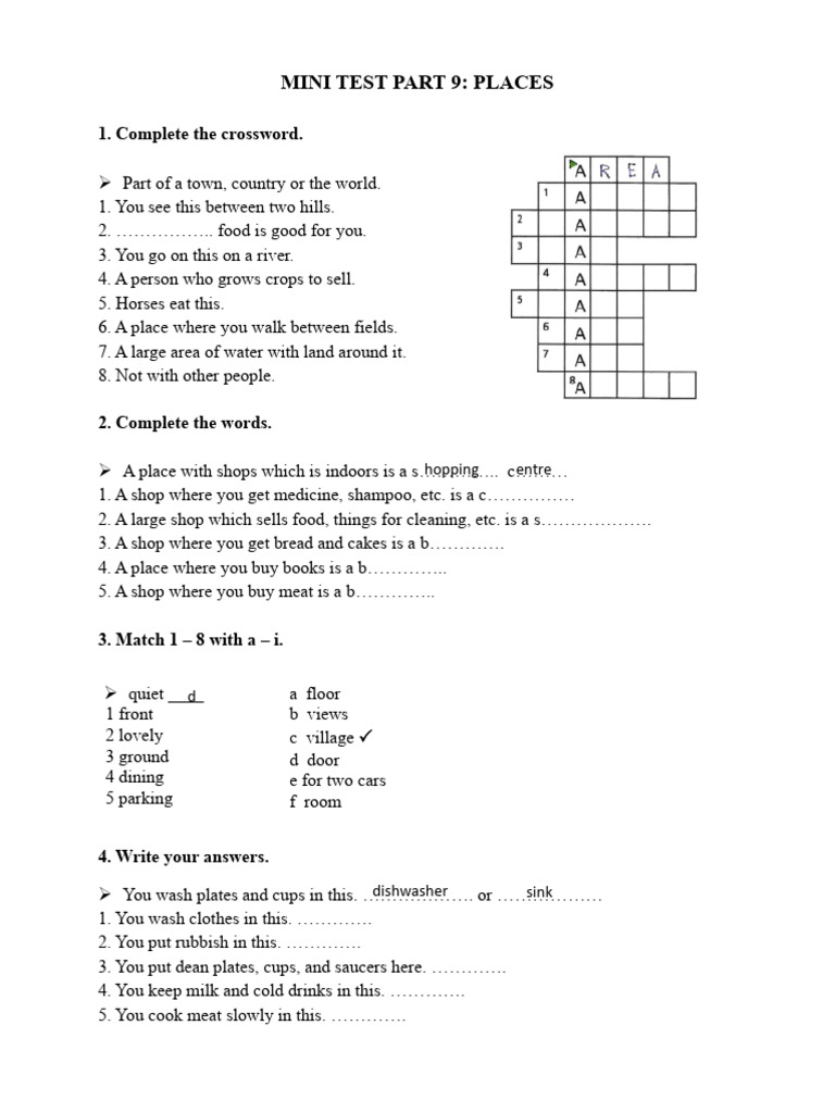Mini+Test+p9 Places | PDF