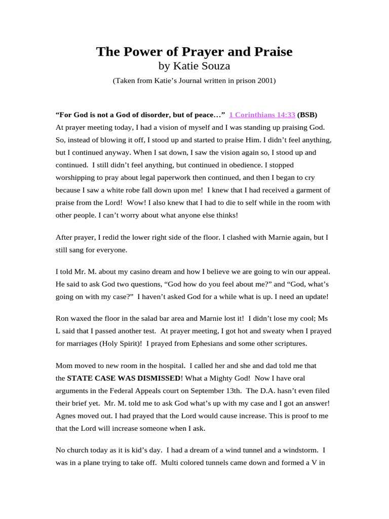 The Power of Prayer and Praise Insights | PDF | Prayer