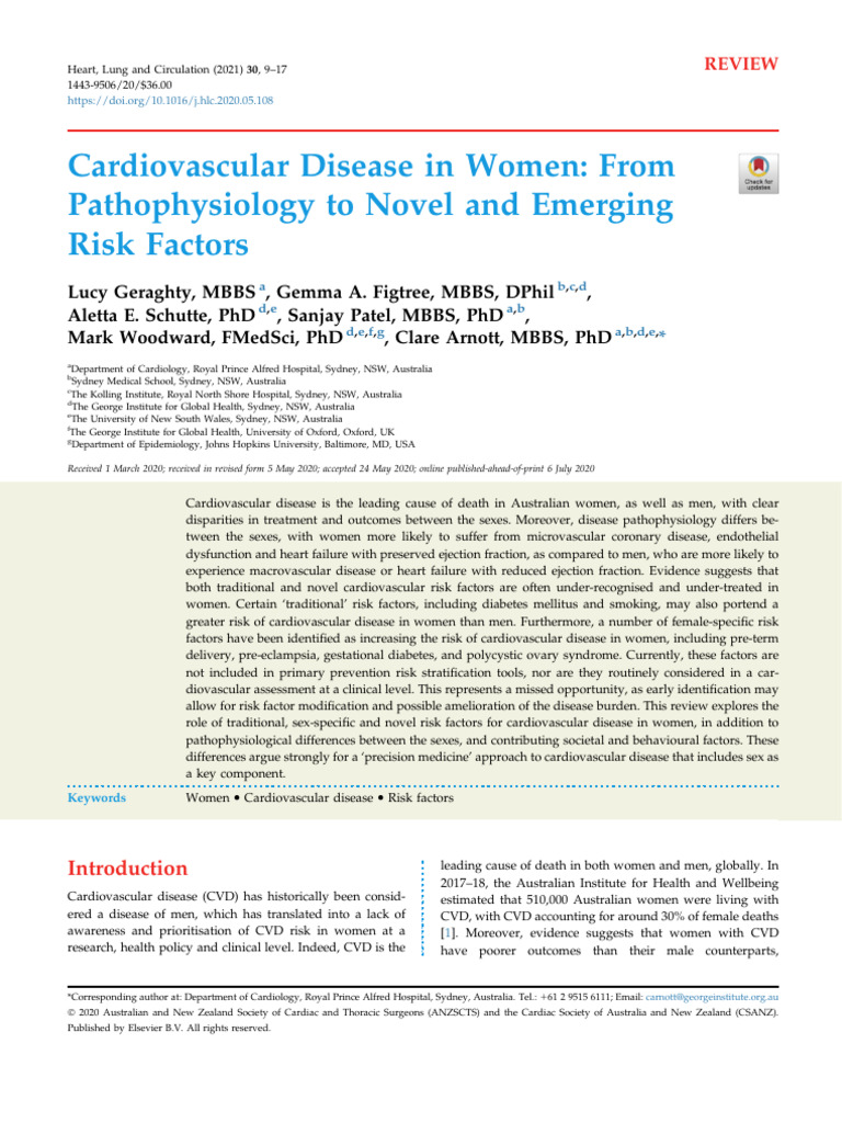 Cardiovascular Disease in Women From Pathophysiol | PDF ...