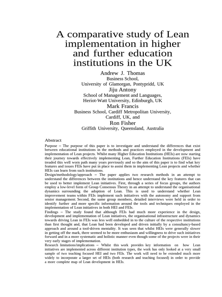 A comparative study of Lean implementation in higher | PDF | Lean ...