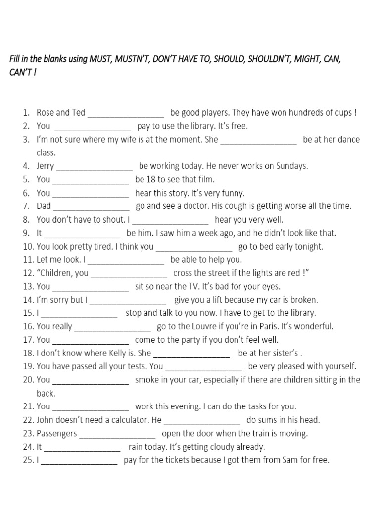 Thy Modal Verbs Review 14 - 3 | PDF