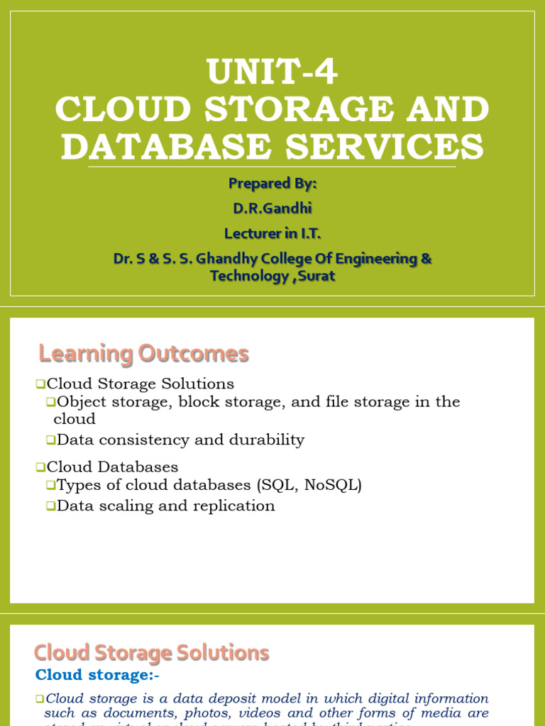 Unit-4 - Cloud Storage and Database Services | PDF | No Sql | Databases