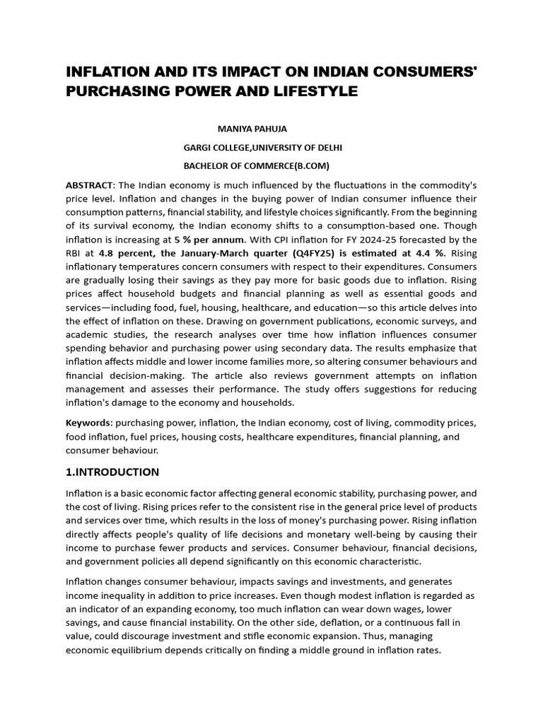 Inflation's Impact on Indian Consumers | PDF | Cost Of Living | Inflation