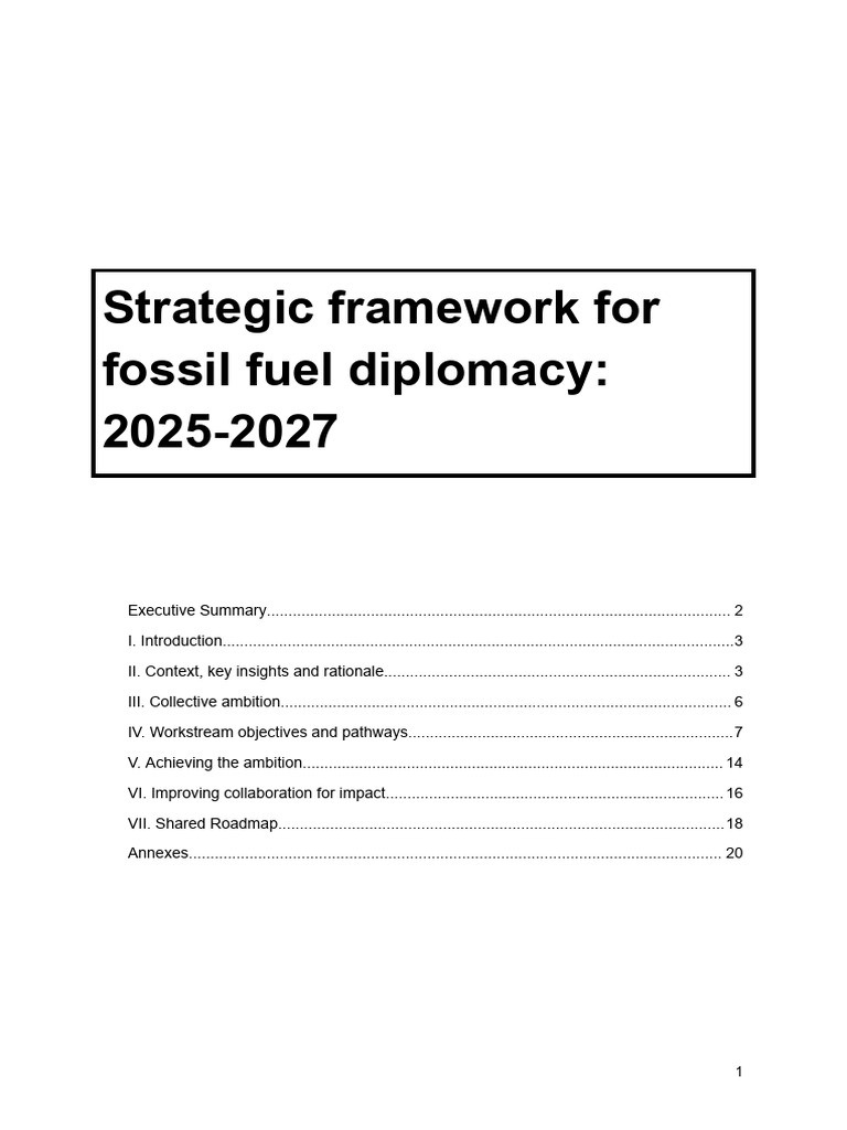 Fossil Fuel Diplomacy Framework 2025-2027 | PDF | Sustainability ...