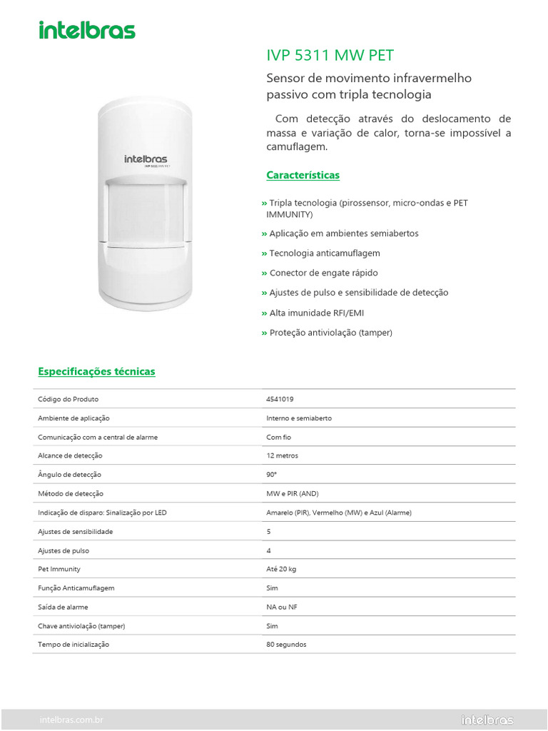 Manual do Sensor IVP 5311 MW PET | PDF | Eletricidade | Engenharia Elétrica