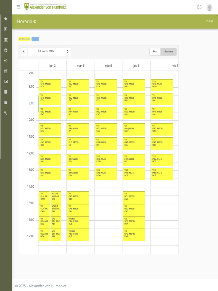Humboldt Class Schedule March 2025 | PDF