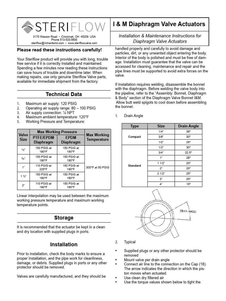 Diaphragm Valve Actuator Installation Guide 