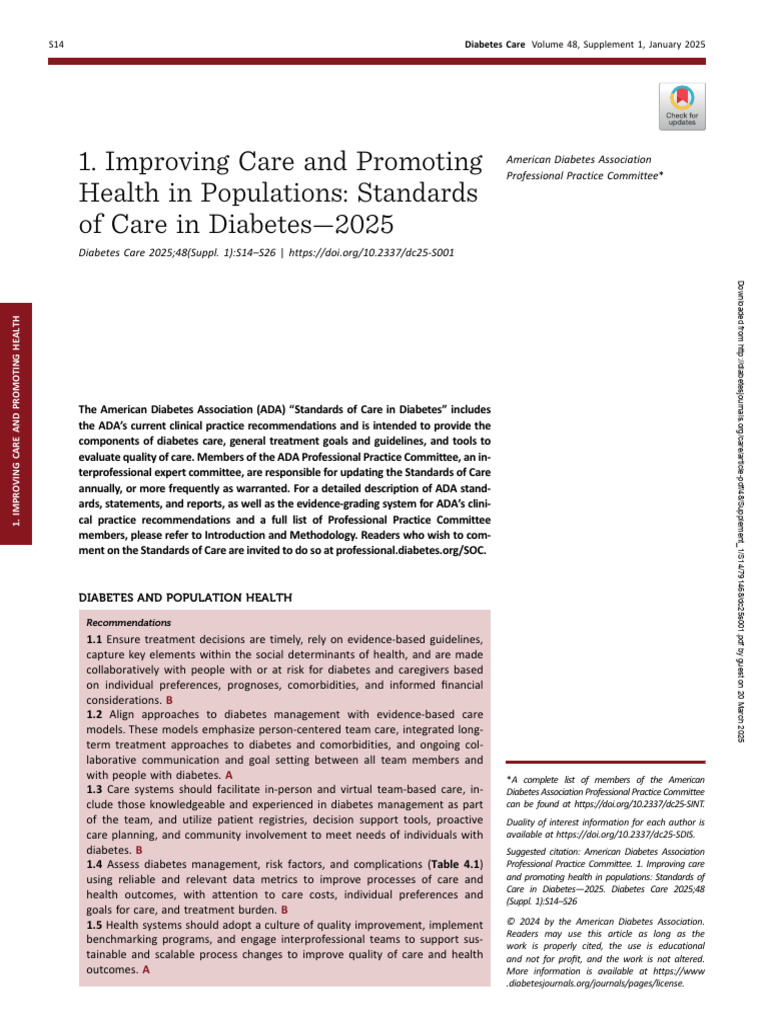 ADA Standards of Care in Diabetes 2025 | PDF | Diabetes | Glycated ...