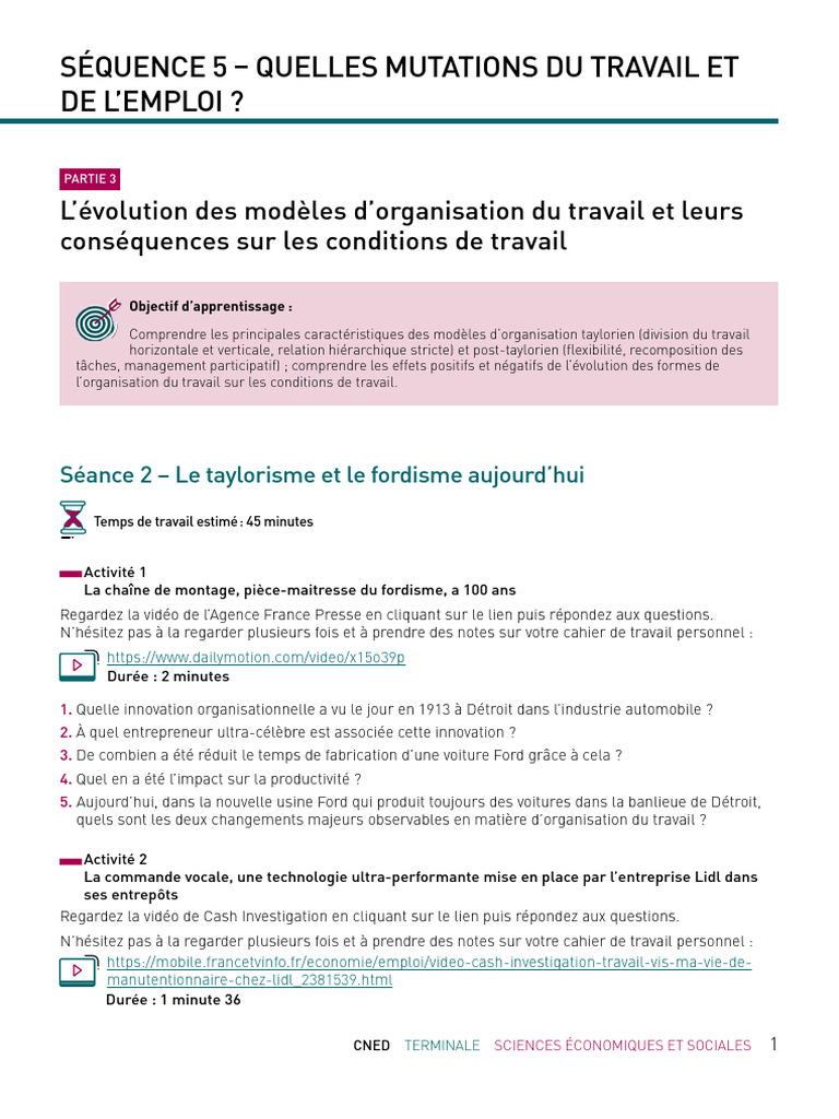 Évolution des modèles d'organisation du travail | PDF | Production et ...