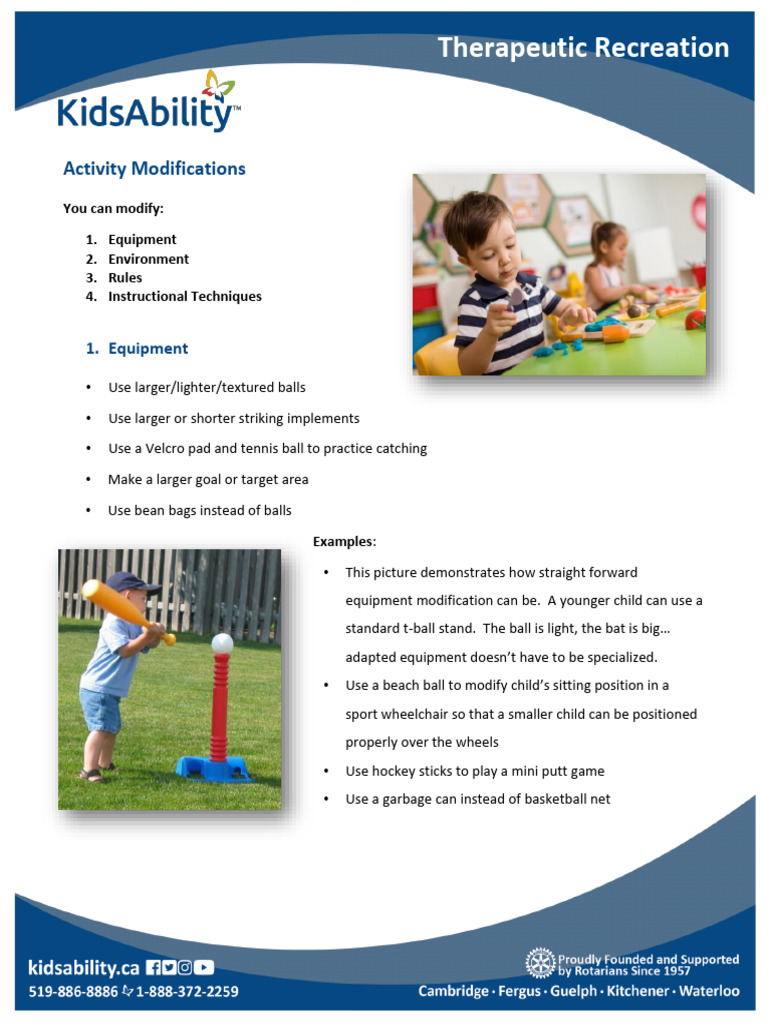 Activity Modifications in Recreation | PDF