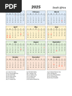 2025 South Africa Calendar with Holidays | PDF | Observances | Holidays