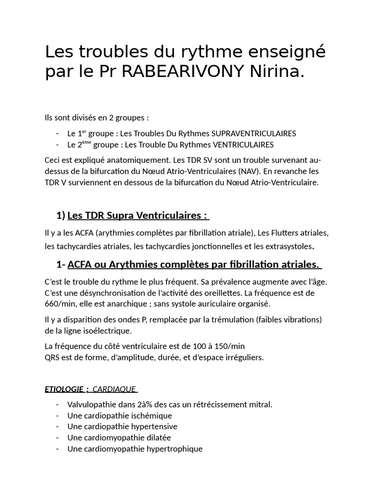 Troubles du rythme cardiaque expliqués | PDF | Atrium (anatomie ...